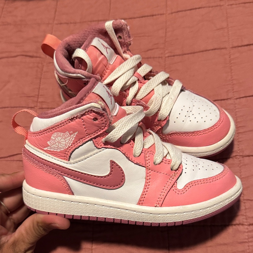 Nike Kids Pink and White High-Top Sneakers